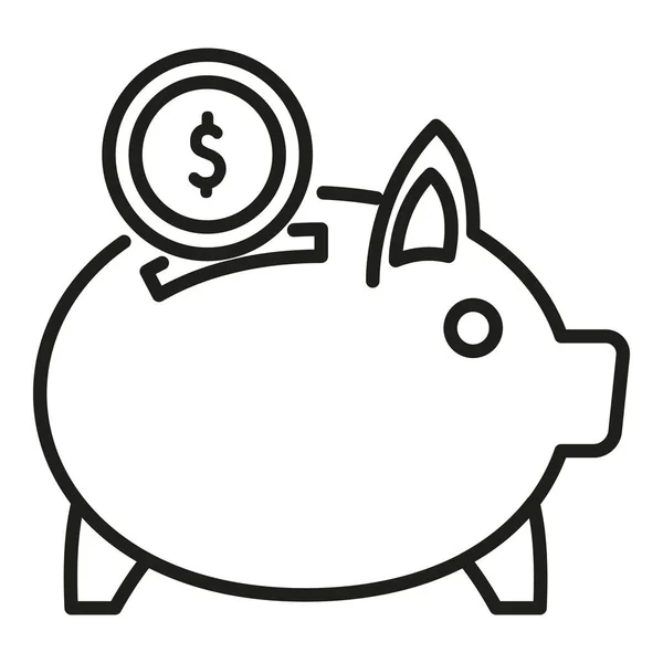 Piggybank Geld Pictogram Omtrek Vector Bankfinanciering Muntkapitaal — Stockvector