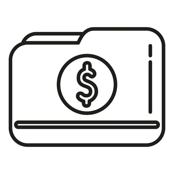 Argent Dossier Icône Contour Vecteur Financement Bancaire Capital Monnaie — Image vectorielle