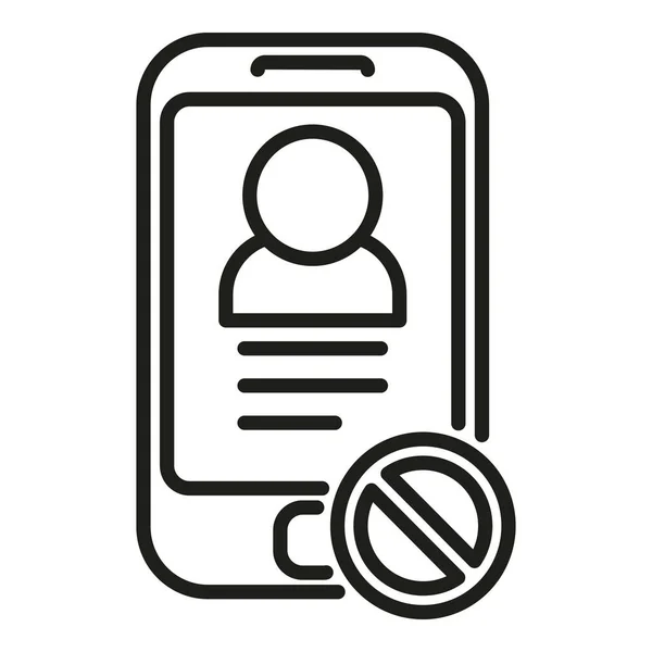 Téléphone Contact Liste Noire Icône Contour Vecteur Données Utilisateur Expulsion — Image vectorielle