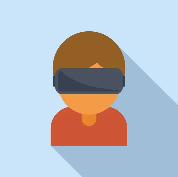 Kid Fone Ouvido Ícone Vetor Plano Óculos Realidade Virtual Vídeo — Vetor de Stock