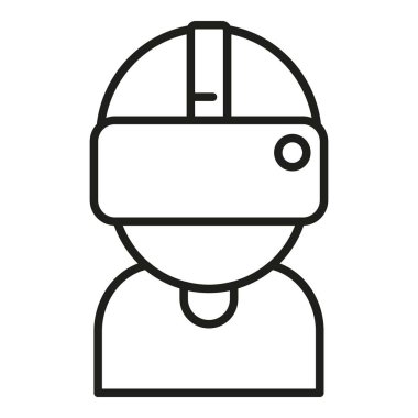 Çocuk vr kulaklık simgesi ana hat vektörü. Sanal gerçeklik gözlükleri. Dijital video