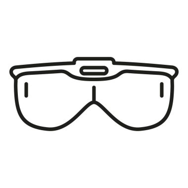 İnsan VR gözlüğü ikonu ana hatları vektörü. Sanal gerçeklik. Dijital video