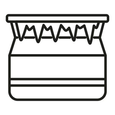 Kırık dondurucu ikonu ana hatları vektörü. Tamir servisi. Soğutma işi