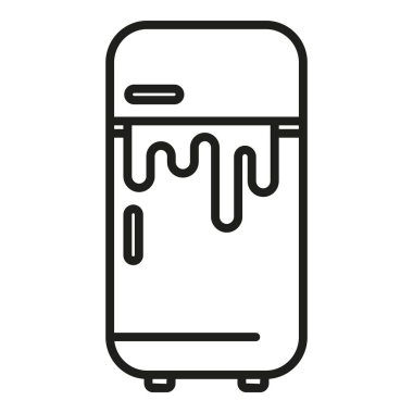 Kırık buzdolabı ikonu ana hatları vektörü. Tamir servisi. Güzel iş.