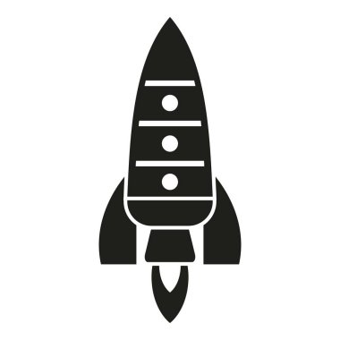 Uzay gemisi ateşleme ikonu basit bir vektör. Uzay roketi. Duman fikri.