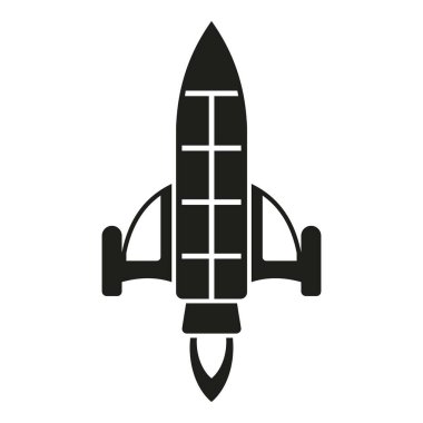 Roket uzay simgesi basit vektörünü başlat. Ateşleme. Başlangıçta sigara dumanı