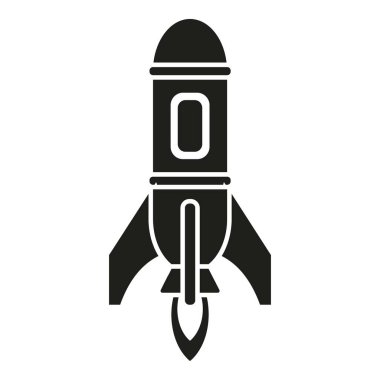 Uzay gemisi simgesi basit vektörünü başlat. Uzay mekiği. Gemi projesi