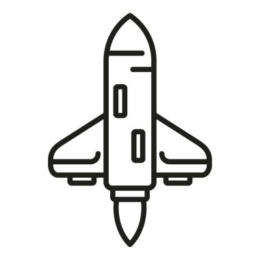 Roket fırlatma ikonu ana hat vektörü. Gemiyi çalıştırın. Gelecekteki gökyüzü