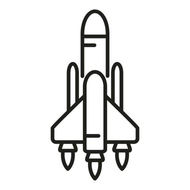 Uzay gemisi fırlatma ikonu ana hatları vektörü. Uzay ateşi. Çökme aracı