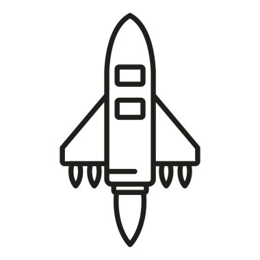 Gökyüzü destekleyici ikon ana hatları vektörü. Roket alanı. Gemiyi başlat