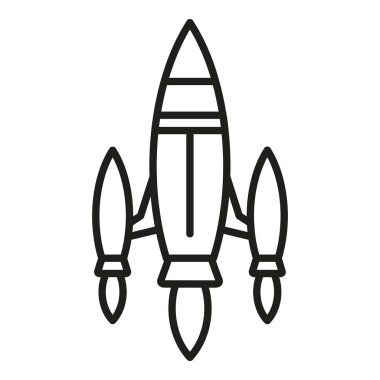 Roket uzay ikonu ana hatları vektörü. Yangın başladı. Gelecekteki sigara.