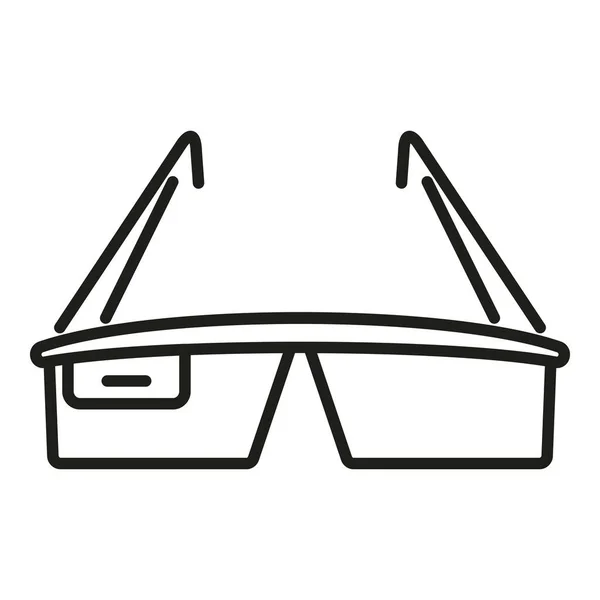 Futurista Óculos Ícone Contorno Vetor Realidade Virtual Vídeo Digital — Vetor de Stock