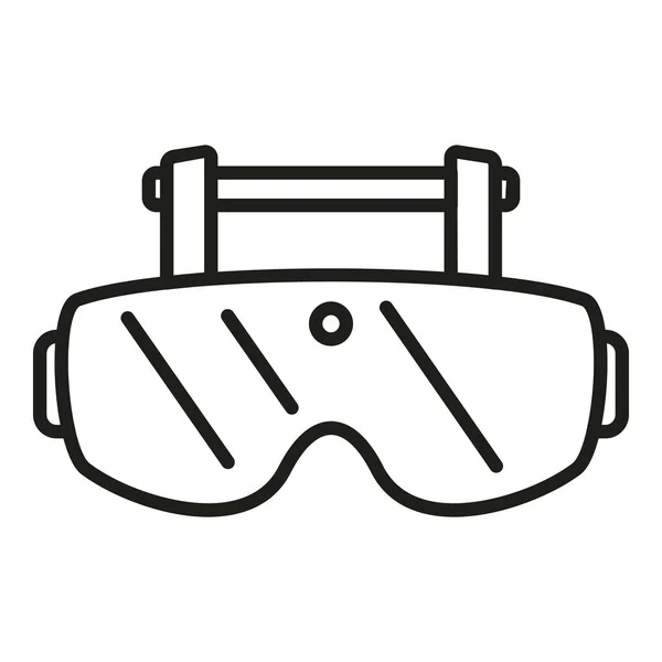未来Vr眼镜图标轮廓矢量 3D耳机 人类网络 — 图库矢量图片