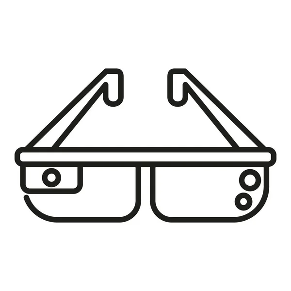 Hjälmutrustning Ikon Kontur Vektor Virtuella Glasögon Spelmask — Stock vektor