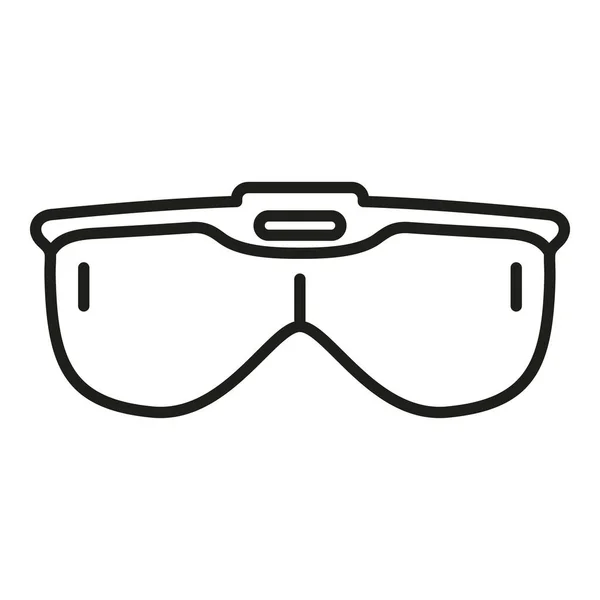Óculos Humanos Ícone Contorno Vetor Realidade Virtual Vídeo Digital — Vetor de Stock