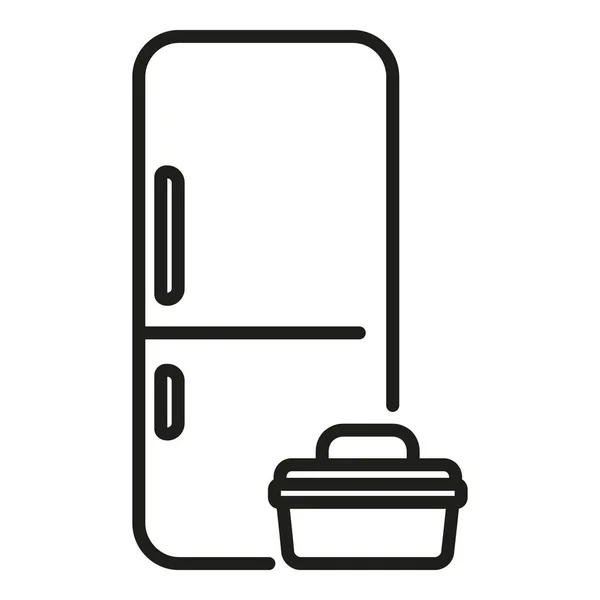 Startseite Kühlschrank Reparatur Symbol Umrissvektor Servicearbeit Arbeitskühlschrank — Stockvektor