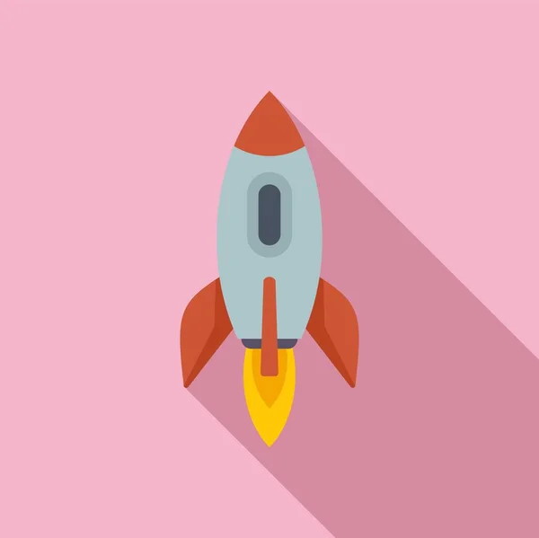 Icono Nave Espacial Vector Plano Lanzamiento Cohetes Empezar Barco — Vector de stock