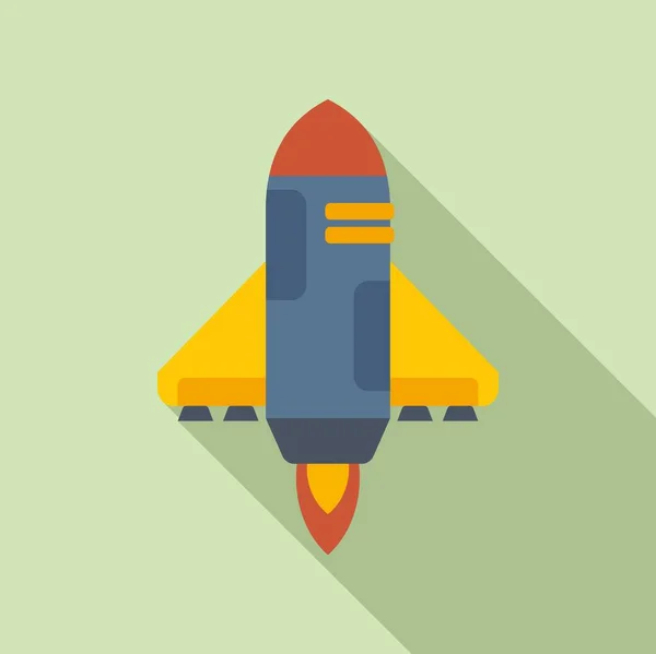 Nave Espacial Icono Fuego Vector Plano Cohete Espacial Idea Humo — Vector de stock