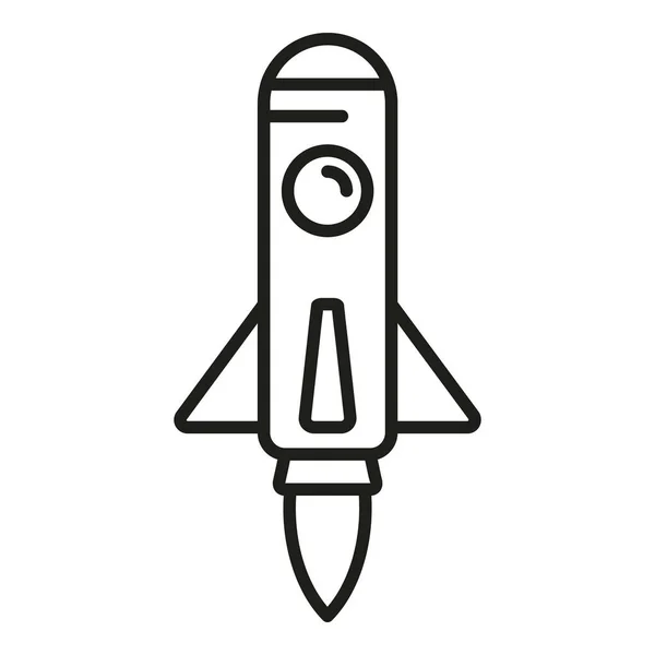 Uzay Aracının Fırlatma Ikonu Ana Hatları Vektörü Uzay Roketi Yangın — Stok Vektör