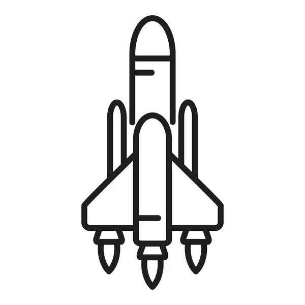 Nave Espacial Lanzamiento Icono Contorno Vector Fuego Espacial Crash Craft — Vector de stock
