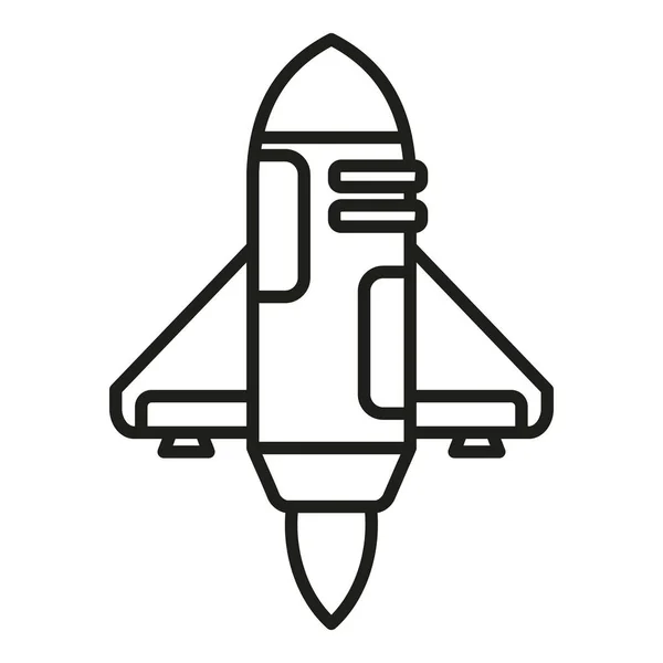Ship Launch Icon Outline Vector Rocket Fire Sky Startup — Stock Vector