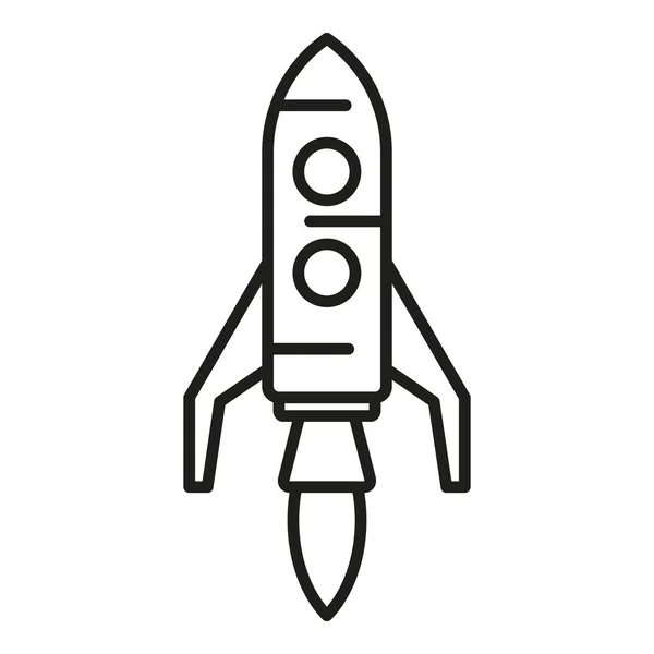 Moteur Fusée Lancement Icône Contour Vecteur Démarrage Spatial Navette Aérienne — Image vectorielle