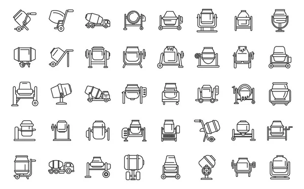 stock vector Concrete mixer icons set outline vector. Truck cement. Auto blender