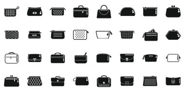 Kozmetik torba simgeleri basit bir vektör ayarlar. Berber güzeli. Posta kutusu