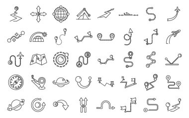 Yörünge simgeleri dış hat vektörünü ayarlar. Yol pusulası. Dünya GPS 'i