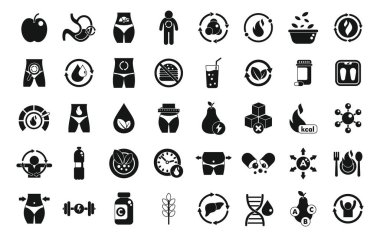 Metabolizma simgeleri basit bir vektör belirler. Sağlık gövdesi. Detoks dengesi