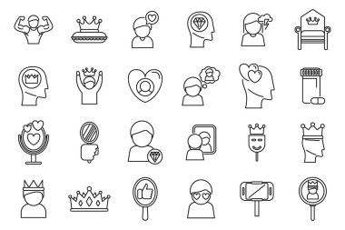 Narsisizm simgeleri dış hat vektörünü ayarlar. Akıl sağlığı. Duygu kontrolü