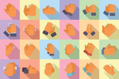 Handclap icons set flat vector. Acclaim body. Cheer clapping clipart