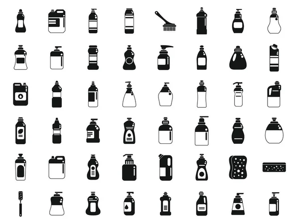 Los Iconos Detergentes Para Lavavajillas Establecen Vector Simple Tazón Cerámica — Vector de stock