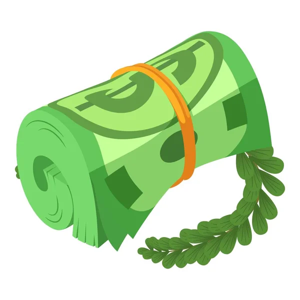投資収益アイコン等価ベクトル ドル札と緑の枝を転がしました 投資の概念 — ストックベクタ