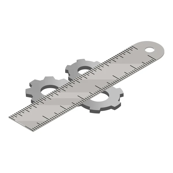Technische Ausrüstung Symbol Isometrischen Vektor Drei Zahnräder Und Messlineal Aus — Stockvektor
