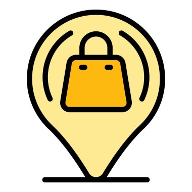 Dar pazar konum simgesi. Beyaz arkaplan rengi üzerinde izole edilmiş web tasarımı için Dar pazar konum vektörü simgesi