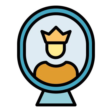 Narsisizm kralı ayna ikonu. Beyaz arkaplan rengi üzerinde izole edilmiş web tasarımı için ana Narsisizm kral ayna vektör simgesi