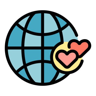 Küresel ilişki ikonu. Beyaz arkaplan rengi üzerinde izole edilmiş web tasarımı için Global ilişki vektör simgesi taslağı