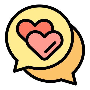 Sohbet ikonu. Beyaz arkaplan rengi üzerinde izole edilmiş web tasarımı için Chat ilişki vektör simgesi taslağı