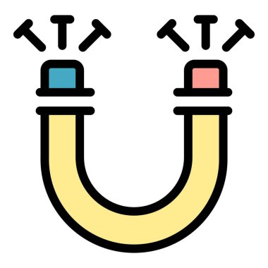 Mıknatıs ilişki ikonu. Beyaz arkaplan rengi üzerinde izole edilmiş web tasarımı için özet Magnet ilişki vektör simgesi