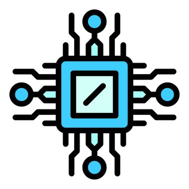 Laptop mikroçip simgesi. Beyaz arkaplan renginde izole edilmiş web tasarımı için dizüstü bilgisayar mikroçip vektör simgesi