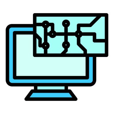 Laptop sistem simgesi. Beyaz arkaplan renginde izole edilmiş web tasarımı için dizüstü bilgisayar sistem vektör simgesi
