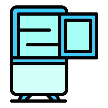 Buzdolabı tamir ikonu. Beyaz arkaplan rengi üzerinde izole edilmiş web tasarımı için ana buzdolabı onarım vektörü simgesi