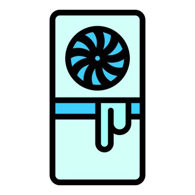 Kırık buzdolabı ikonu. Beyaz arkaplan renginde izole edilmiş web tasarımı için Kırık buzdolabı vektör simgesi