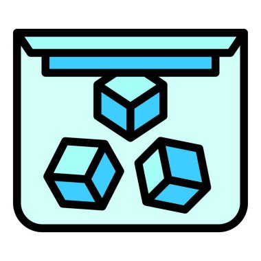 Buz küpleri simgesi. Beyaz arkaplan rengi üzerinde izole edilmiş web tasarımı için buz küpleri vektör simgesi taslağı