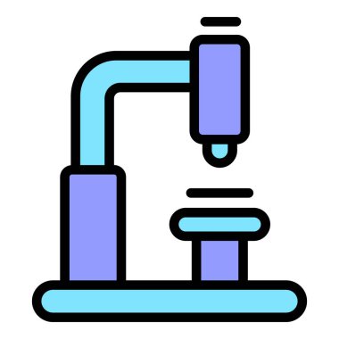 Veterinerlik kliniği mikroskobu ikonu. Beyaz arkaplan renklerinde izole edilmiş web tasarımı için Veterinerlik Kliniği mikroskop vektör simgesi