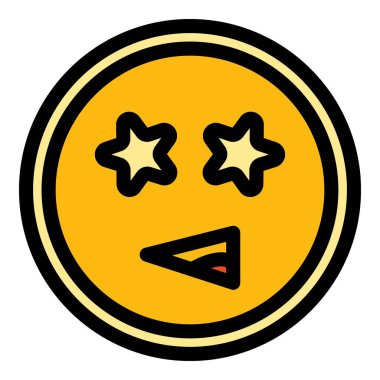 Yıldız Gözler ikona bakıyor. Beyaz arkaplan rengi üzerinde izole edilmiş web tasarımı için Yıldız Gözleri yüz vektör simgesi