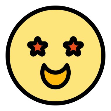 Happy Stars göz ikonu. Beyaz arkaplan renginde izole edilmiş web tasarımı için Mutlu Yıldızlar göz vektör simgesi