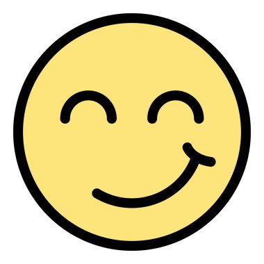 Barışçıl gülümseme ikonu. Beyaz arkaplan renginde izole edilmiş web tasarımı için Peaceful smile vektör simgesi