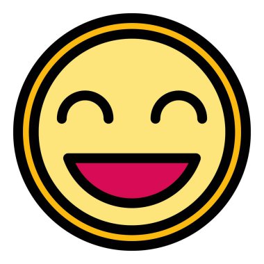 Mutlu gülümseme ikonu. Beyaz arkaplan renginde izole edilmiş web tasarımı için Mutlu gülümseme vektör simgesi